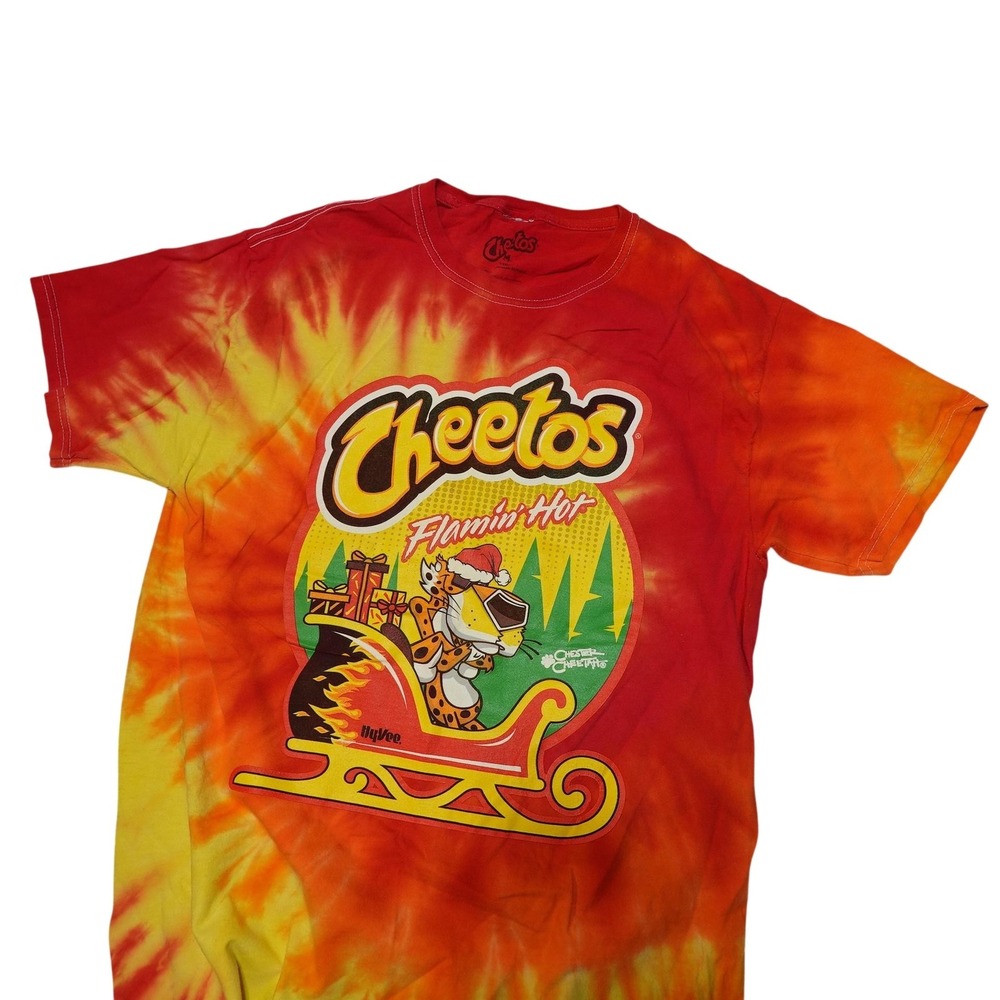 Cheetos Shirt Mens Medium Multicolor Flamin Hot Christmas Tie Dye Graphic Tee